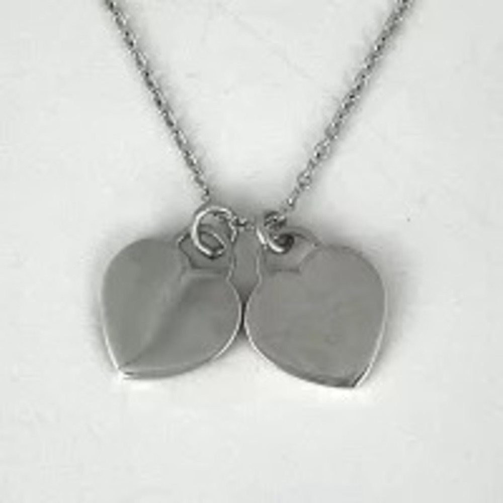 Tiffany Co to Double Heart Necklace Pendant Sterling Silver